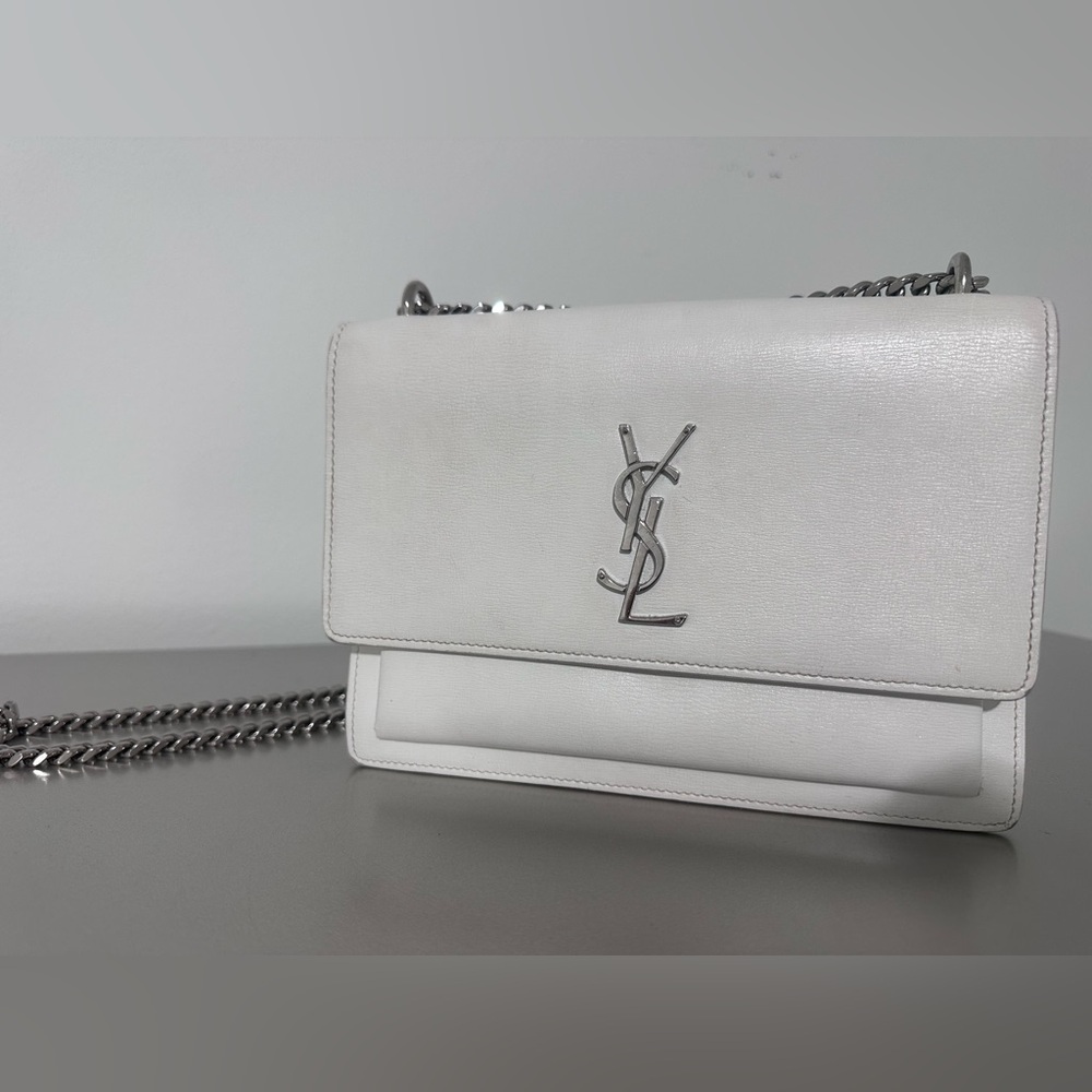 Yves Saint Laurent White Crossbody Bag with Silver Logo - Picture 2 of 8
